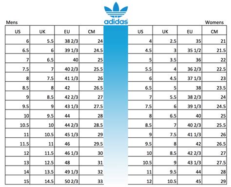 adidas shoe size chart.